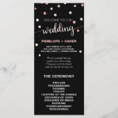 Roos Gold en Black Glam Confetti Wedding Program Programmakaart (Voorkant)