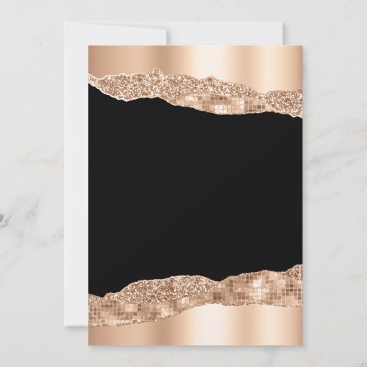 Roos Gold en Black Glam Tears Verjaardagsfeest Kaart (Achterkant)