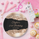 Roos Gold en Black Glam Tears Verjaardagsfeest Papieren Bordje (Feest)