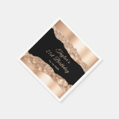 Roos Gold en Black Glam Tears Verjaardagsfeest Servet (Hoek)