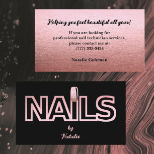 Roos Gold en Black Nail Technician Visitekaartje
