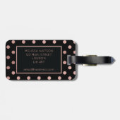 Roos Gold en Black Polka Dot Bagagelabel (Achterkant horizontaal)