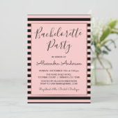 Roos Gold en Black Stripe Bachelorette Party Kaart (Staand voorkant)