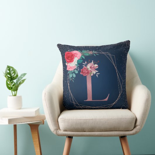 Roos Gold en Blue L Monogram Florence Sierkussenne Kussen (Stoel)