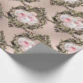 Roos Gold en Blush Antiek Frans Roos patroon Cadeaupapier (Hoek)