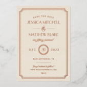 Roos Gold en Blush Art Deco Opslaan Datum Folie Uitnodiging (Voorkant)