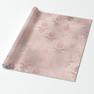 Roos Gold en Blush Damask Cadeaupapier