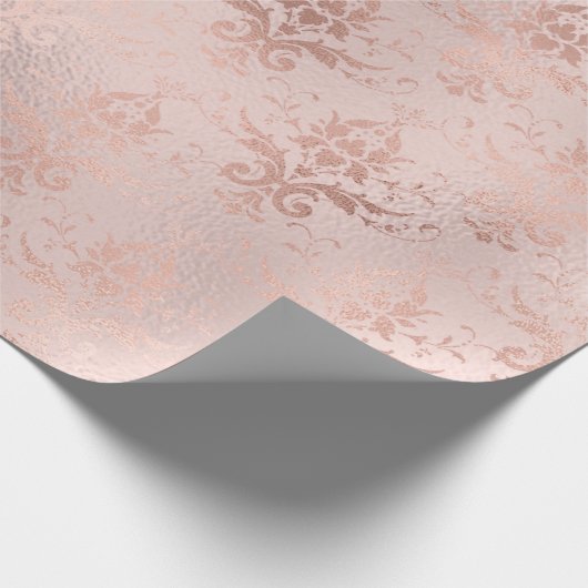 Roos Gold en Blush Damask Cadeaupapier (Hoek)