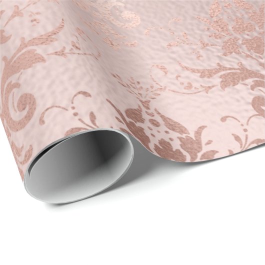 Roos Gold en Blush Damask Cadeaupapier (Rol Hoek)
