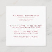 Roos Gold en Blush Diamond Wedding Planner Vierkante Visitekaartje (Achterkant)