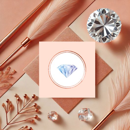 Roos Gold en Blush Diamond Wedding Planner Vierkante Visitekaartje