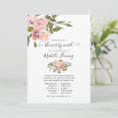 Roos Gold en Blush Floral Baby shower per post Kaart (Staand voorkant)