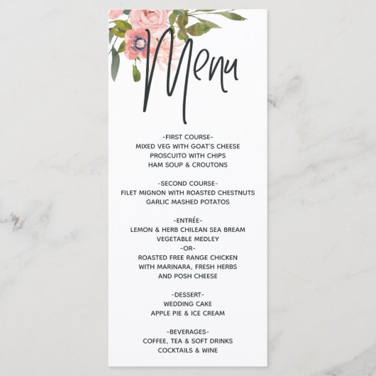 Roos Gold en Blush Floral Menu