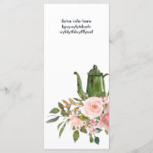 Roos Gold en Blush Floral Tea Party Drinken Menu (Achterkant)
