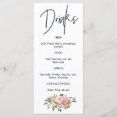 Roos Gold en Blush Floral Tea Party Drinken Menu (Voorkant)