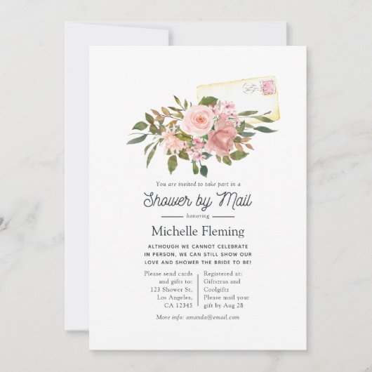 Roos Gold en Blush Floral Vrijgezellenfeest per po Kaart (Voorkant)