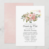 Roos Gold en Blush Floral Vrijgezellenfeest per po Kaart (Voorkant / Achterkant)