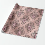 Roos Gold en Blush French Wine themed Cadeaupapier<br><div class="desc">Papier voor het verpakken van  wijngaarden in Parijs.</div>