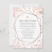 Roos Gold en Blush Geometric Bat Mitzvah Kaart (Voorkant)