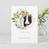 Roos Gold en blush Geometric Greenery Wedding Bedankkaart (Staand voorkant)
