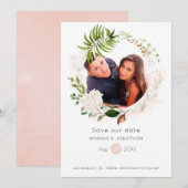 Roos Gold en blush Geometric Greenery Wedding Save The Date (Voorkant / Achterkant)