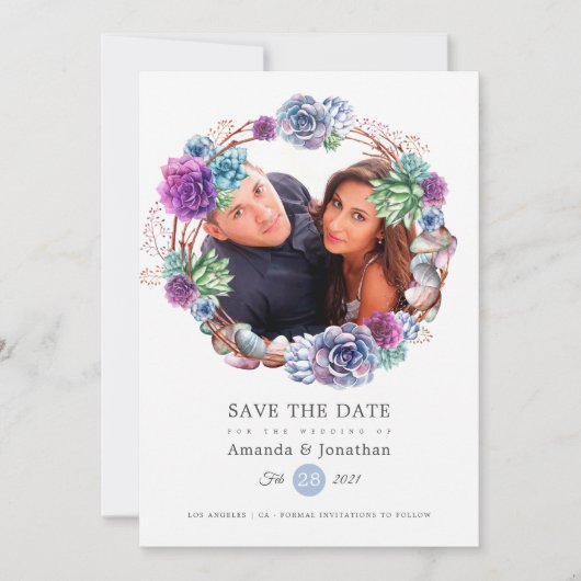 Roos Gold en Blush Geometric Photo Wedding Save The Date (Voorkant)