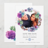 Roos Gold en Blush Geometric Photo Wedding Save The Date (Voorkant / Achterkant)