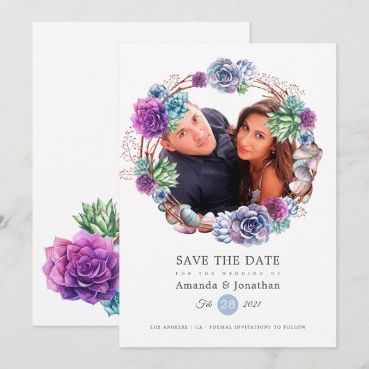 Roos Gold en Blush Geometric Photo Wedding Save The Date (Voorkant / Achterkant)