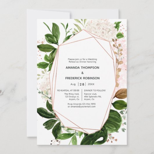 Roos Gold en Blush Geometric Repetitie Diner Kaart (Voorkant)