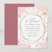 Roos Gold en Blush Geometric Wedding Kaart (Voorkant / Achterkant)