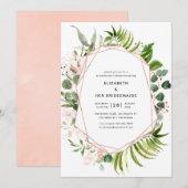 Roos Gold en Blush Geometrische bruidsmeisjes Lunc Kaart (Voorkant / Achterkant)