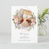 Roos Gold en Blush Geometrische foto Zwangerschap Aankondiging (Staand voorkant)