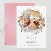 Roos Gold en Blush Geometrische foto Zwangerschap Aankondiging (Voorkant / Achterkant)
