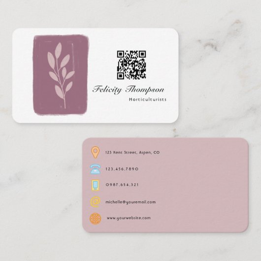 Roos Gold en Blush Horticulture QR Code Visitekaartje (Voorkant / Achterkant)