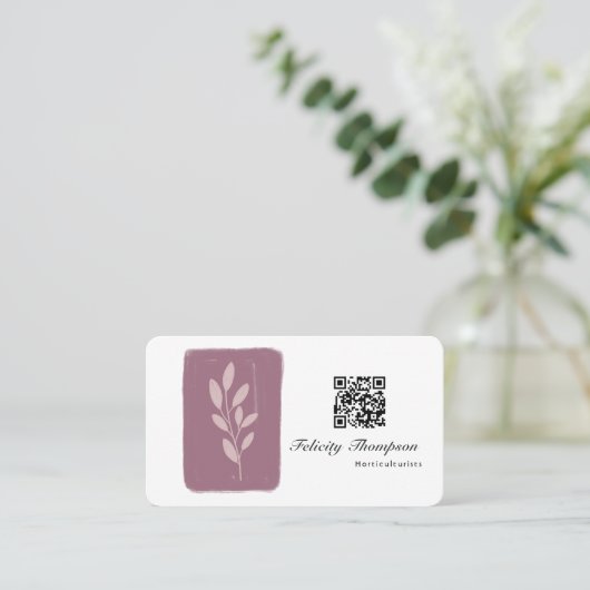 Roos Gold en Blush Horticulture QR Code Visitekaartje (Staand voorkant)