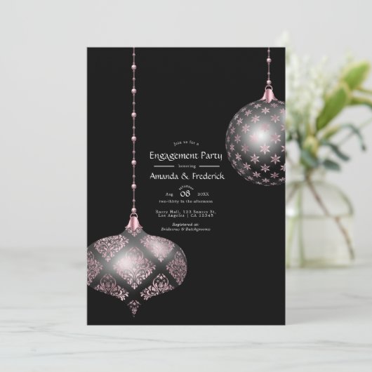 Roos Gold en Blush kerstfeestdag Kaart (Staand voorkant)