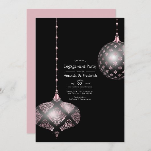 Roos Gold en Blush kerstfeestdag Kaart (Voorkant / Achterkant)