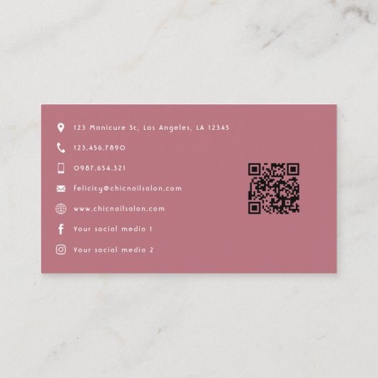 Roos Gold en Blush Los Angeles Manicure Salon Visitekaartje (Achterkant)