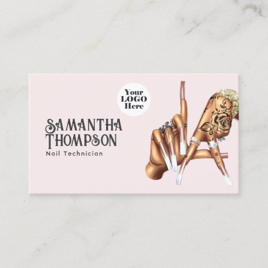 Roos Gold en Blush Los Angeles Manicure Salon Visitekaartje (Voorkant)