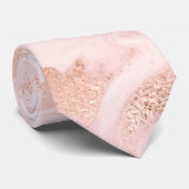 Roos Gold en Blush Marbled Groomsmen Stropdas (Opgerold)