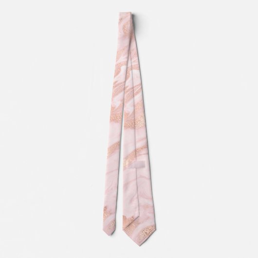 Roos Gold en Blush Marbled Groomsmen Stropdas (Achterkant)