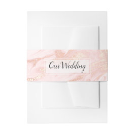 Roos Gold en Blush Marbled Wedding Belly Band Uitnodigingen Wikkel