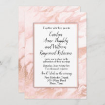 Roos Gold en Blush Marbled Wedding Invitation