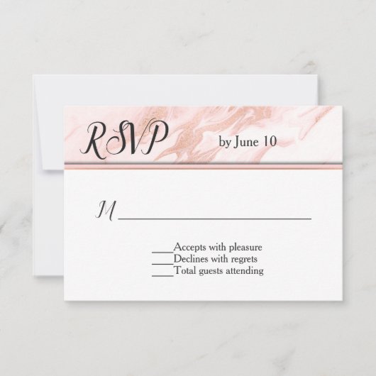 Roos Gold en Blush Marged Wedding RSVP (Voorkant)