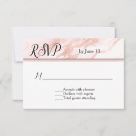 Roos Gold en Blush Marged Wedding RSVP Kaartje