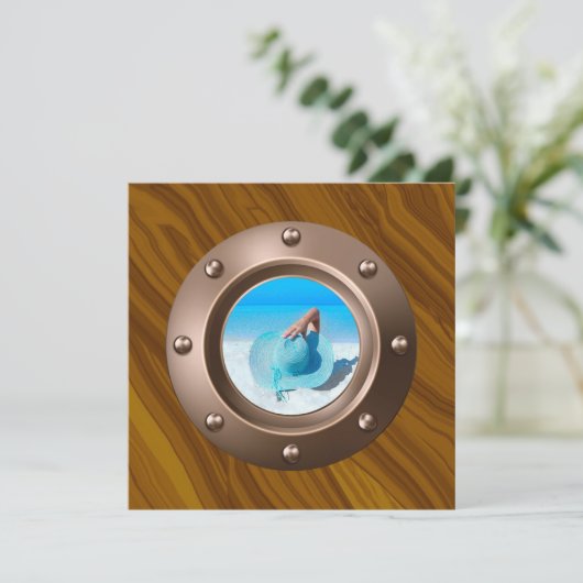 Roos Gold en Blush Nautical Afstuderen Foto Invi Kaart (Staand voorkant)