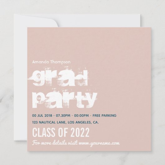 Roos Gold en Blush Nautical Afstuderen Foto Invi Kaart (Achterkant)