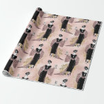 Roos Gold en Blush Pink Art Deco Wine Cadeaupapier<br><div class="desc">Roos goud en wazige roze parijs  wijnkunst Nieuw veau patroon verpakkingspapier.</div>