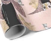 Roos Gold en Blush Pink Art Deco Wine Cadeaupapier (Rol Hoek)