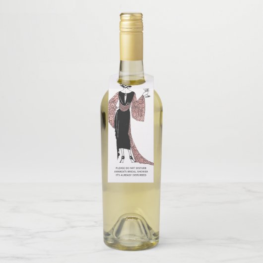 Roos Gold en Blush Pink Art Deco Wine Flessenhanger (Op fles)
